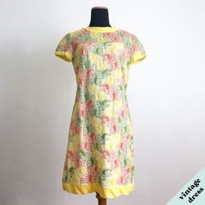 VINTAGE 60's Embroidered Yellow Paisley Dress